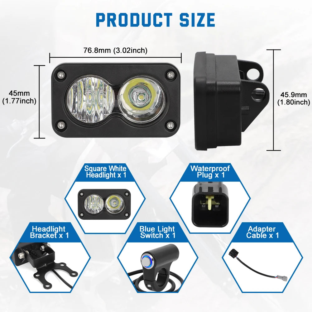Floodlight Headlight Kit for Sur Ron Talaria Sting R MX4 PC Lens Motorcycle Light Bar Headlamp Waterproof