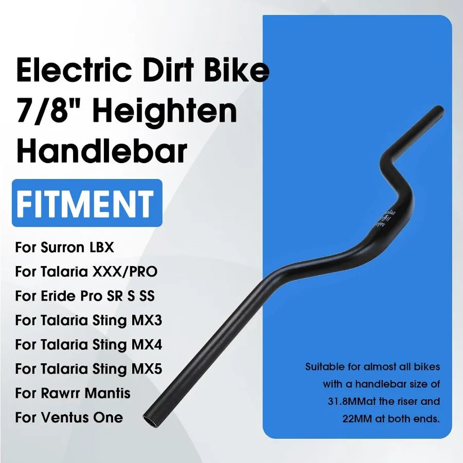 Motorcycle Heighten Handlebar 7/8" 22Mm Handle Bar 4MM Thickness CNC for Surron Sur Ron LBX Talaria Sting MX3/R MX4 Talaria XXX