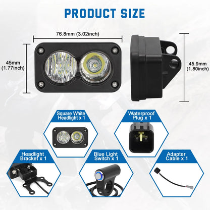 Floodlight Headlight Kit for Sur Ron Talaria Sting R MX4 PC Lens Motorcycle Light Bar Headlamp Waterproof
