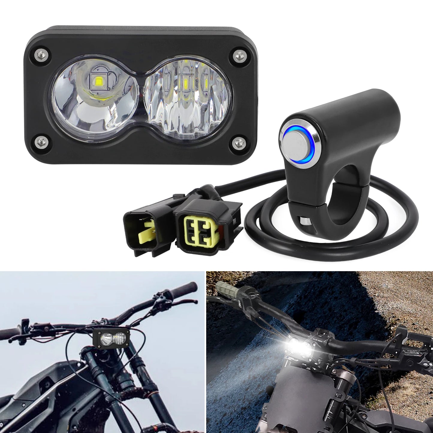 Floodlight Headlight Kit for Sur Ron Talaria Sting R MX4 PC Lens Motorcycle Light Bar Headlamp Waterproof