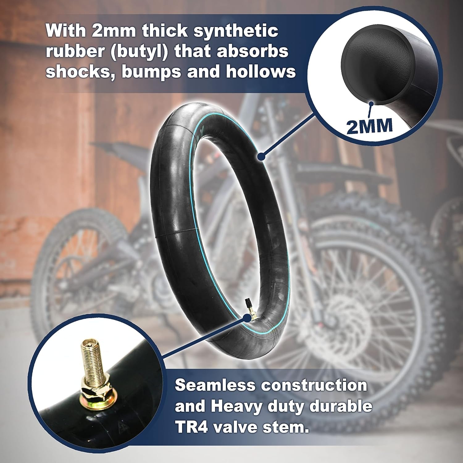 70/100-19 (2.75/3.00-19, 80/100-19) 19" Heavy Duty E-Bike Electric Dirt Bike Inner Tube - 2 Mm Thickness-Tr4 Valve- Fits Most 3.00-19 MX Tires, Surron Lightbee X, Ultrabee, Talaria, Eridepro