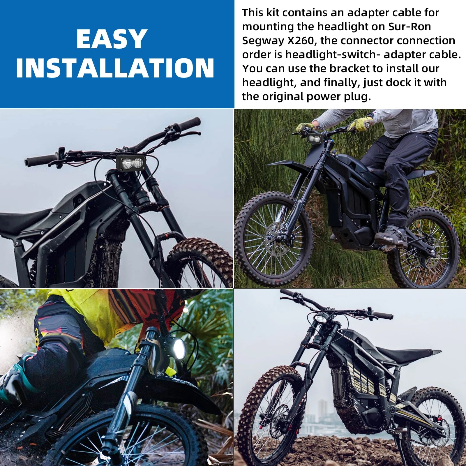 Floodlight Headlight Kit for Sur Ron Talaria Sting R MX4 PC Lens Motorcycle Light Bar Headlamp Waterproof